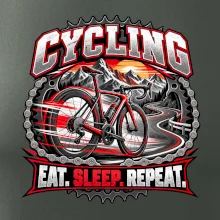 Cyklistické kolo mezi horami eat sleep repeat