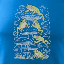 Goblincore frogs and various mushrooms