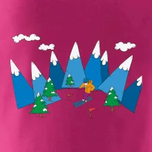 Lyžař a barevné hory