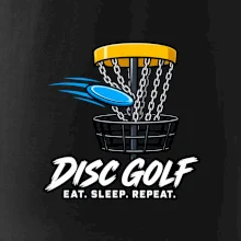 Discgolfový koš s letícím diskem eat sleep repeat