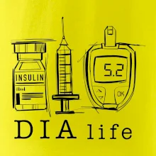 D I A life - kreslený insulin injekce a glukometr