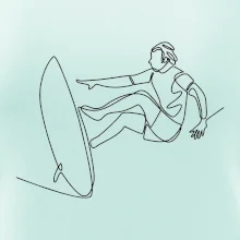 Surfař na vlně jedním tahem