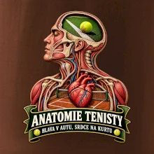 Anatomie tenisty hlava v autu srdce na kurtu