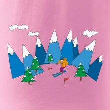 Lyžař a barevné hory