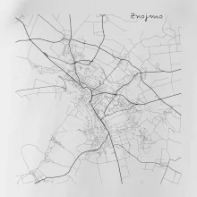 Černobílá mapa Znojmo