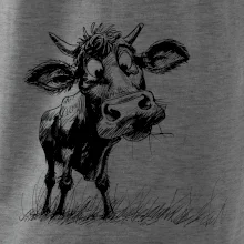 Černobílá karikatura kráva stojící