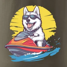 Husky na vodním skútru