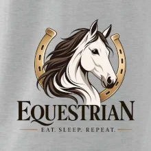 Jezdecký kůň se zlatou podkovou eat sleep repeat