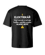 Elektrikář - hlavní jistič - Nápis na zádech