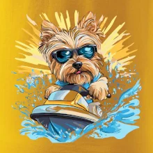 Yorkšírský teriér na vodním skútru