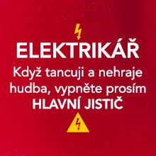 Elektrikář - hlavní jistič - Nápis na zádech