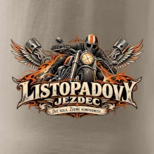Listopadový motorkář se strojem a ohnivými křídly