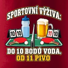 Sportovní výživa -  do 10 bodů voda, od 11 pivo