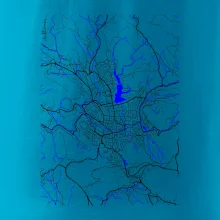Jablonec nad Nisou - Mapa s vodními toky
