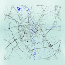 Olomouc - Mapa s vodními toky