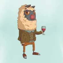 Alpaka s vínem muž