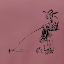 Kreslený rybář na pařezu