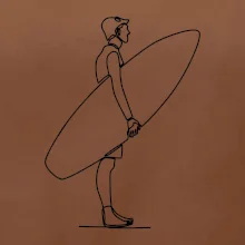 Surfař stojící jedním tahem