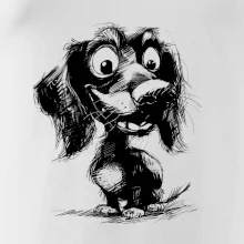 Černobílá karikatura jezevčík