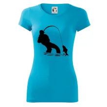 Rybář tahající rybu