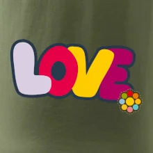 Love nápis s květinou