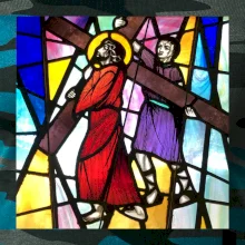 Vitráž - Ježíš a kříž