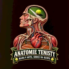 Anatomie tenisty hlava v autu srdce na kurtu