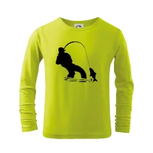 Rybář tahající rybu