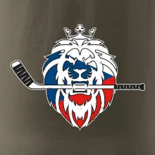 Lev s hokejkou v tlamě - Česká vlajka