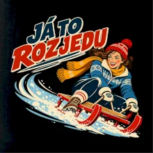 Rodinná vánoční trička - Já to rozjedu máma sáňkování
