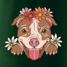 Americký stafordširský teriér hlava s květinami