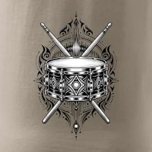 Ornamentální buben s paličkami - černobílý symbol