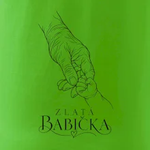 Zlatá babička s dětskou ručičkou minimalistická kresba