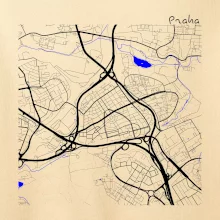 Praha - 14100 mapa s vodními toky