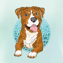 Americký staford kreslený v kolečku (Pecka design)