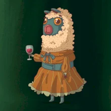 Alpaka s vínem žena