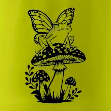 Goblincore černá houba se žábou