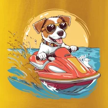 Jack russell teriér na vodním skútru