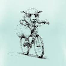 Ovce s brýlemi na kole