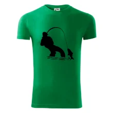 Rybář tahající rybu