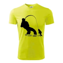 Rybář tahající rybu