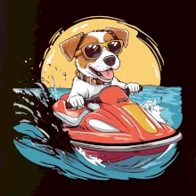 Jack russell teriér na vodním skútru