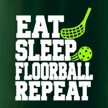 Eat Sleep Floorball Repeat - zelená hokejka