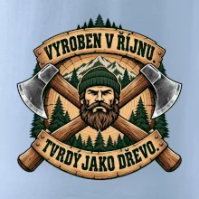 Dřevorubec vyroben v říjnu s překříženými sekerami