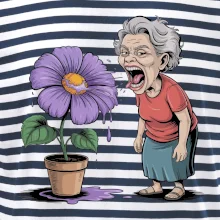 Stará paní plive na fialu