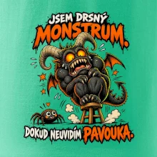 Drsné rohaté monstrum se bojí pavoučka
