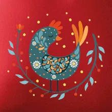 Folklor - slepice s kopretinou