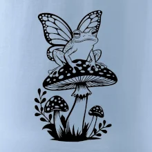 Goblincore černá houba se žábou