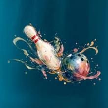 Bowling akvarelová koule a kuželka