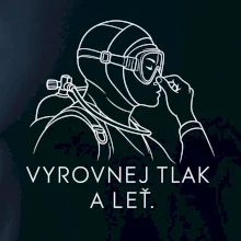 Vyrovnej tlak a leť potápěč v neoprenu držící si nos